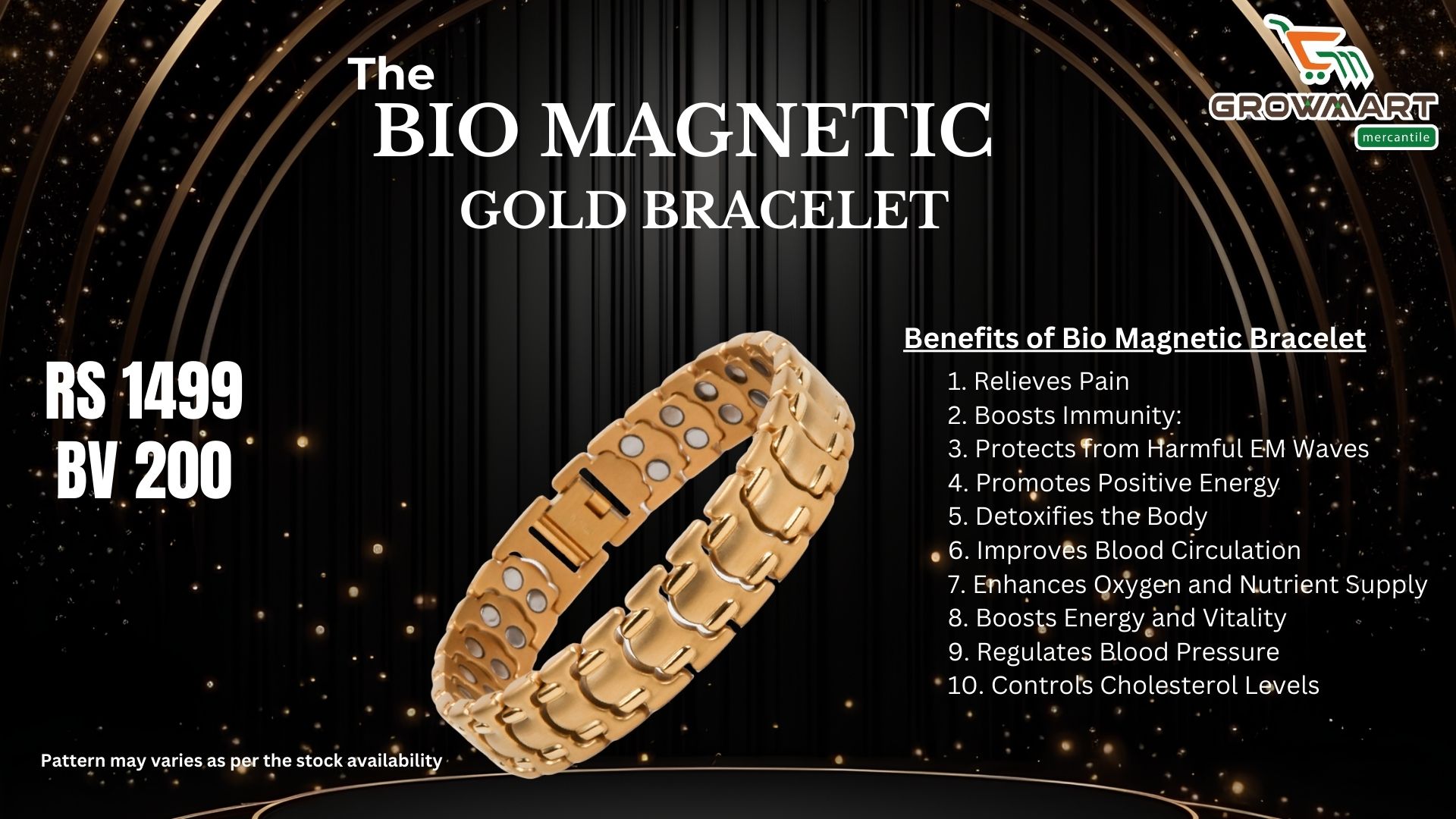 Bio Magnetic Gold Bracelet