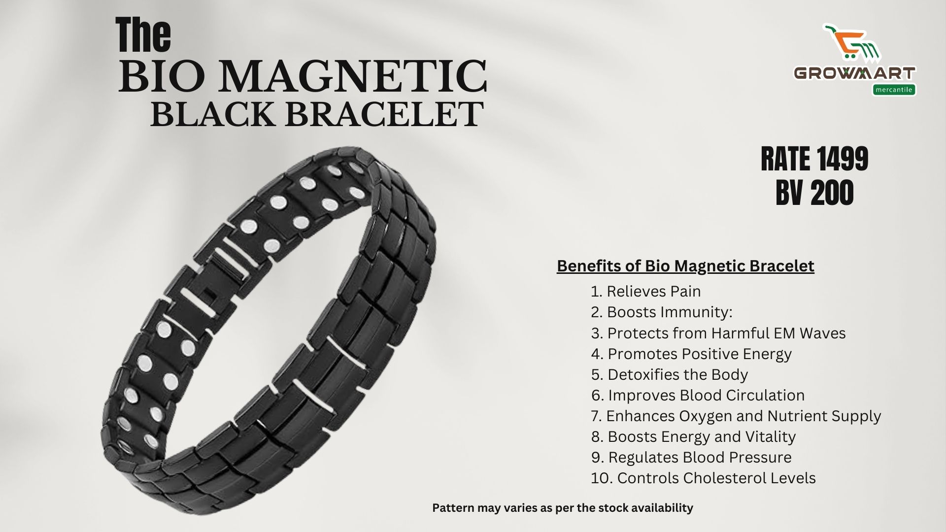 Bio Magnetic Black Bracelet